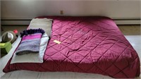 Wood Bed, Mattress, Blankets