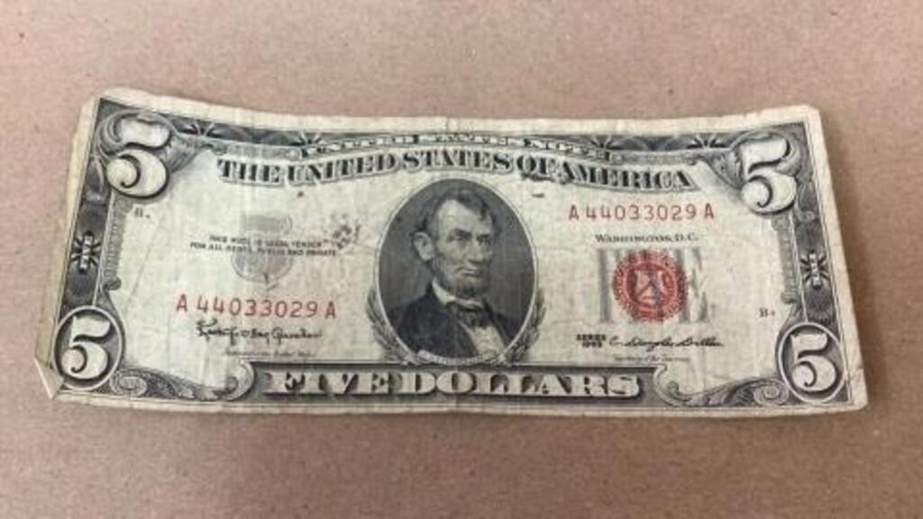 1963 $5 red note