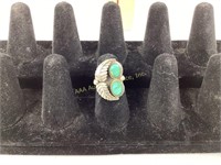Old Pawn Navajo silver & turquoise ring size