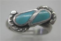 Vintage Native American S/S Turquoise Inlay Ring