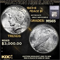 ***Auction Highlight*** 1923-s Peace Dollar $1 Gra