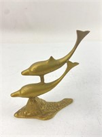 Vintage Brass Jumping Joy Dolphin Sculpture 5.5"
