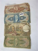 4-- Foreign Paper Money-Brazil & France