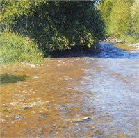 Gary Bowling Landscape with Stream Painting