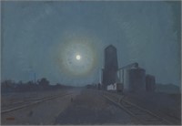 Mike Lynch "Harvest Moon" Oil Painting 1989