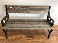 Mini bench, wood slats, metal side supports, 33