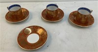(3) Oriental Style Cups & Saucers, Extra Saucer