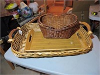 Wicker Basket & Tray