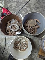 (2) Buckets of Used Horse Shoes