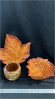 Fall decor, leaf platter, bowl, planter
