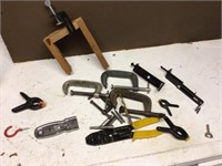 Misc lot c-clamps, wire pliers