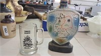 Weston tobacco mug (has damage), Germany Jim Beam