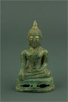 17th Century Burmese Bronze Gilt Buddha Figure
