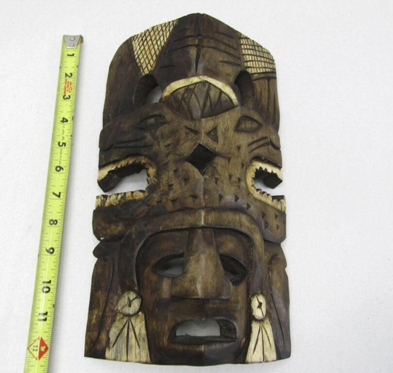 12" Tall Carved Wood Mask