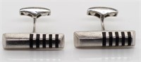 Pair of silver and enamel cufflinks