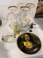 MONA LISA COLLECTOR PLATE, LARGE GOLD RIMMED