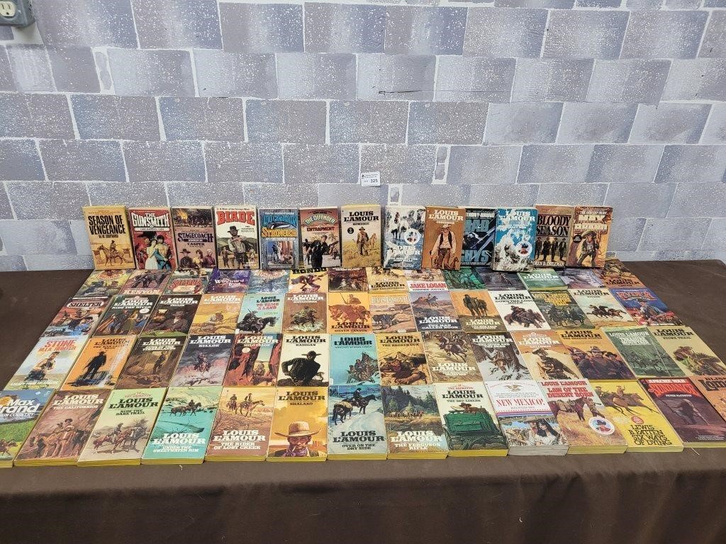 Large Louis L'amour western book collection!