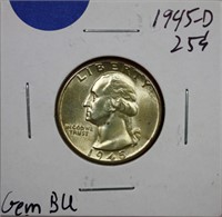 1945-D Washington Quarter Gem BU