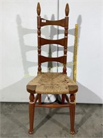 Ladder back wooden chair with wicker seat