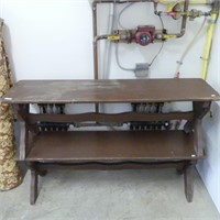 PAIR BROWN PAINTED WOOD BENCHES