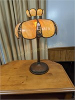 Vintage Slag Glass Tulip Lamp