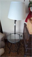 Glass end table floor lamp