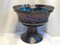 Northwood "Peacock/Fountain" Amethyst Punch Bowl