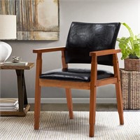 NOBPEINT Side Chair, Faux Leather, Walnut