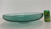 Midcentury blown glass aqua blue center bowl -