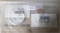Two Uncirculated Coins in Sealed Plastic, 1997