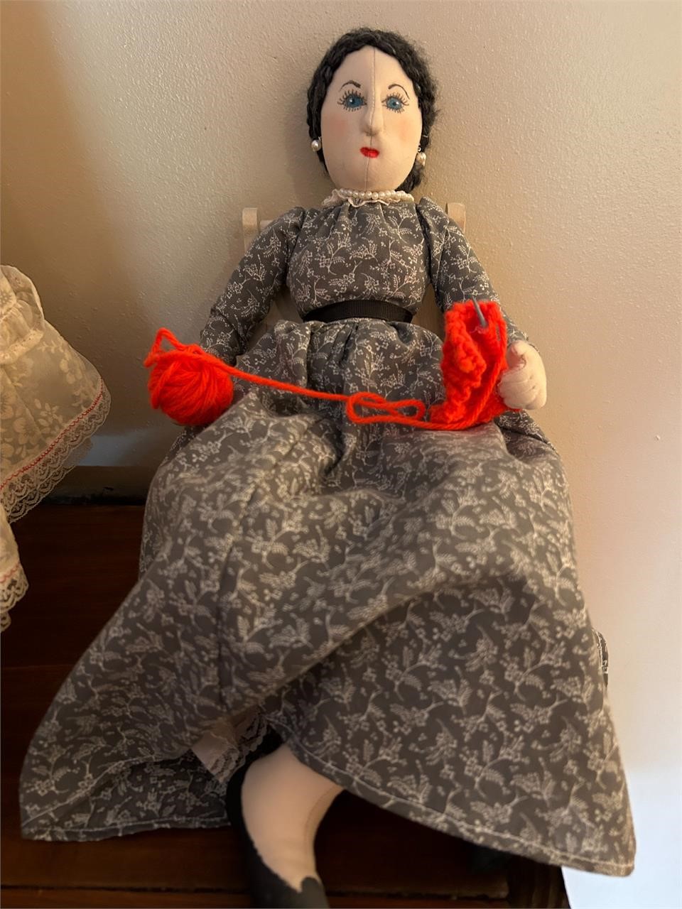 Vintage Cloth Doll & Chair