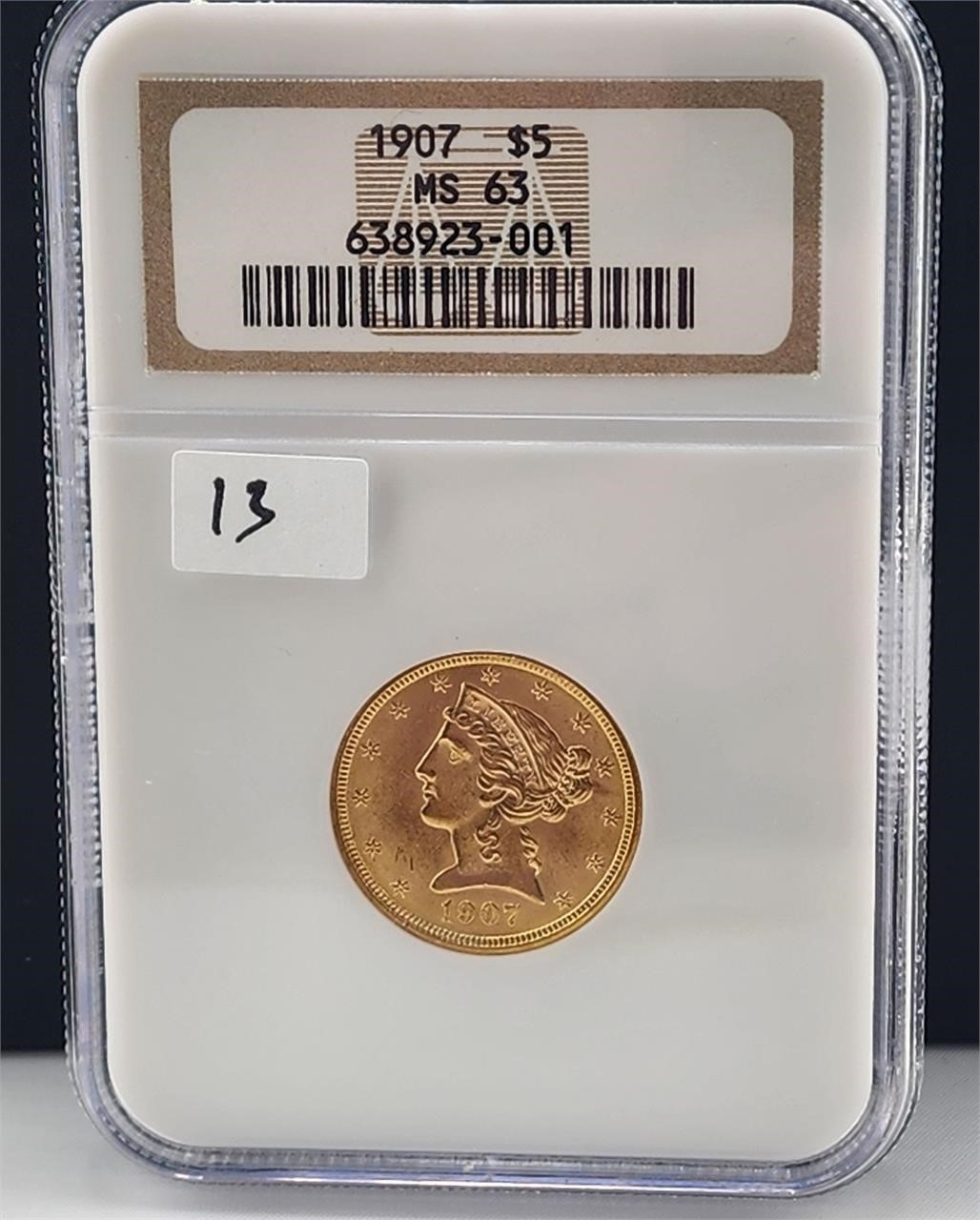 1907 $5 Gold NGC MS63