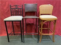 3 Unmatched bar stools