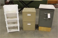 (2) Metal File Cabinets & (4) Stackable Storage