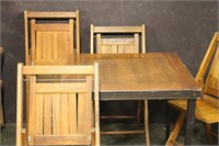 Vintage Card Table and Folding Chairs