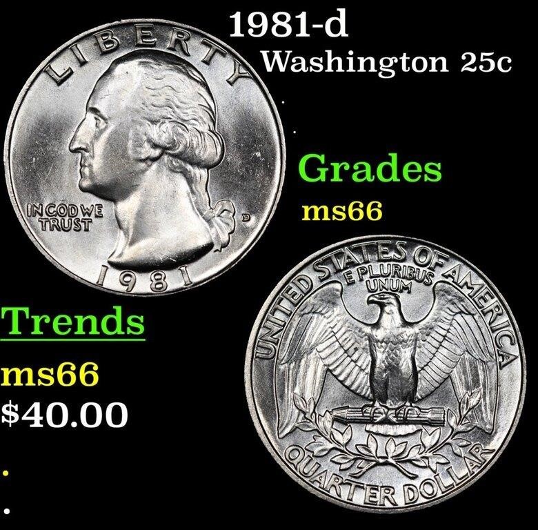 1981-d Washington Quarter 25c Grades GEM+ Unc