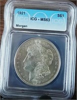 1921 Morgan Silver Dollar ICG-MS63