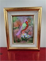 Framed Bird Metal Art-9"w x 11"tall- See Pictures