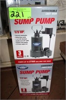 Superior Pump Sump Pump, 1/3 HP, NIB