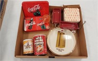 COCA COLA TIN WITH PLAYING CARDS- RADIO FLYER