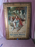 Antique Tin Grape-Nuts Advertising Sign -