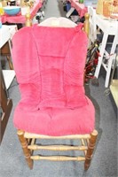 LADDER BACK CHAIR WITH WOVEN SEAT AND RED