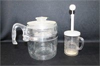 PYREX GLASS PERCOLATOR AND VINTAGE FOOD CHOPPER