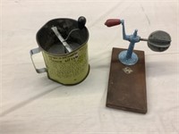 flour sifter and coconut grater head - vintage