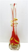 Hand Blown Glass Vase 17"T - Has Hole On Side