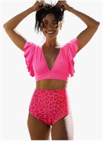 SPORLIKE Women Ruffle High Waist Swimsuit Bikini