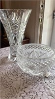 Leaded Crystal Vase and Bowl