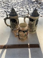 3 Vintage Steins