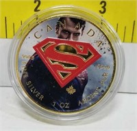 2015 $5 Superman Coloured And Gold Plated $5