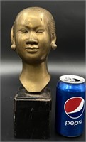 Vintage Brass Bust of Laotian Woman